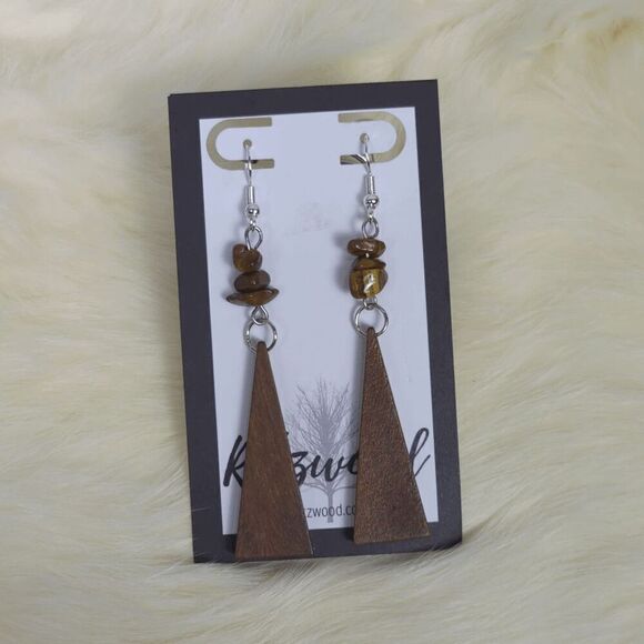 Brand New Ritzwood Dangle Earrings Wooden Beaded 3" - Picture 1 of 6